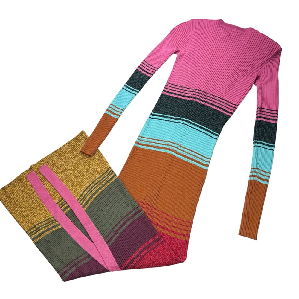 STAUD Multicolor Ribbed Button-Front Midi Dress i… - image 2